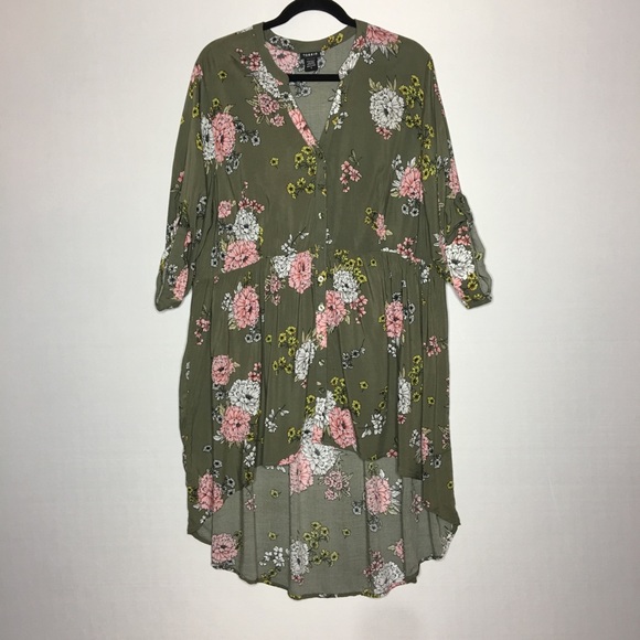 Plus Size Torrid 3X Olive Floral Babydoll Tunic - Picture 3 of 8